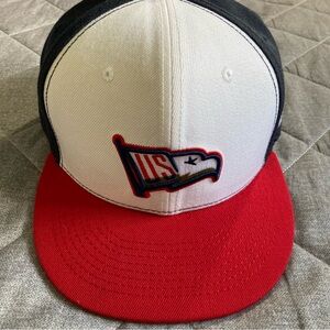 Baseballism USA Fitted Baseball Hat 7 5/8 Red White Blue US Classic America